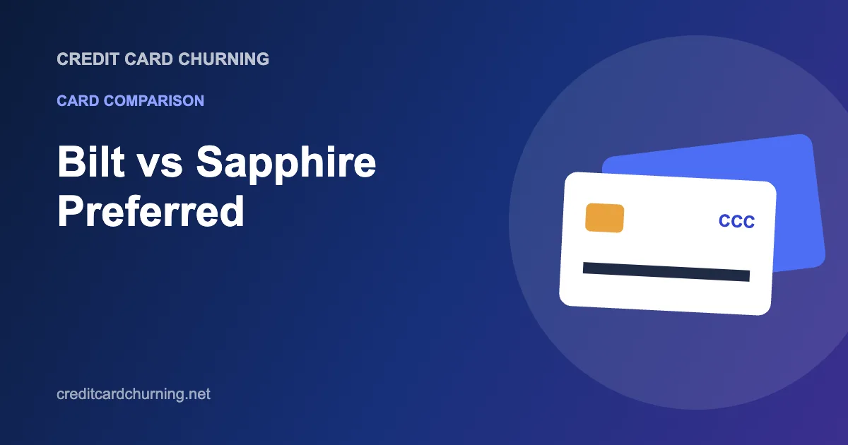 Hero graphic: 'Bilt vs Sapphire Preferred' card comparison on a blue gradient with two overlapping cards on the right.
