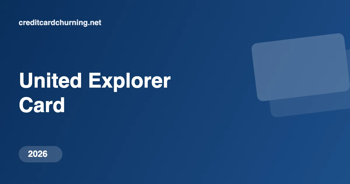 Blue gradient banner announcing the United Explorer Card for 2026 with a right-side card icon on the blue background.