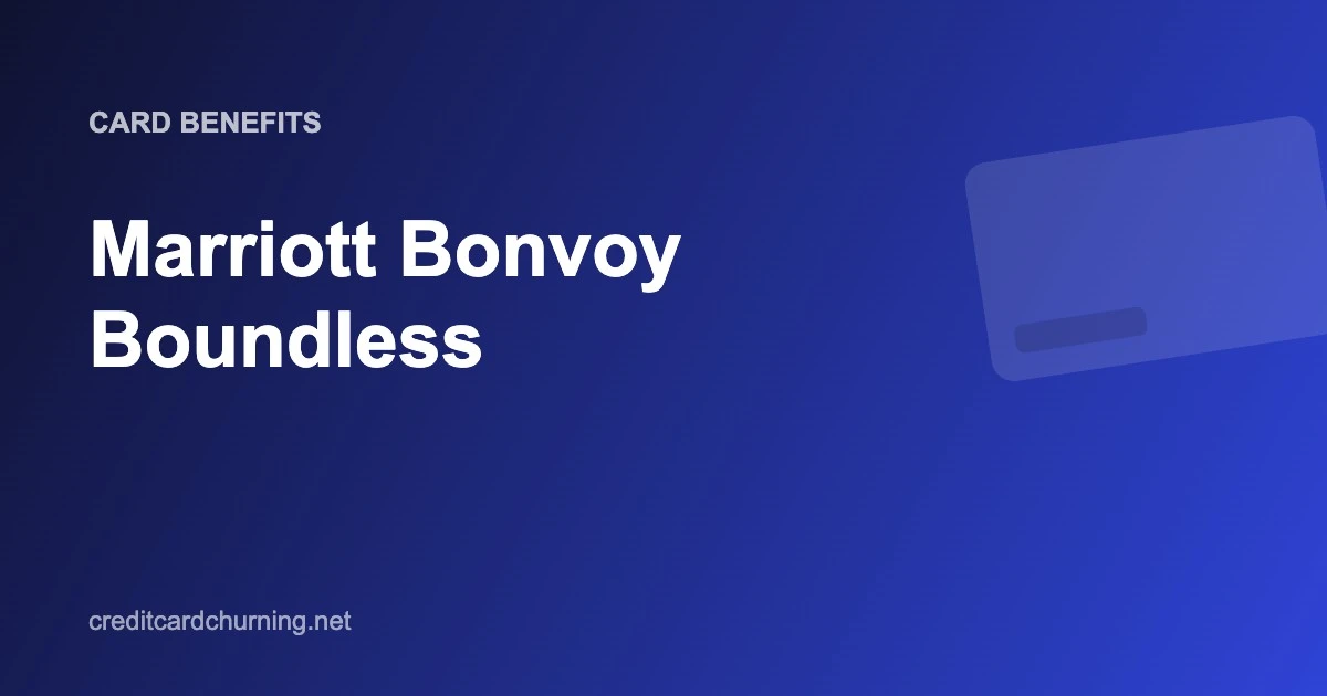 Blue gradient hero with the words 'Card Benefits' and 'Marriott Bonvoy Boundless' and a faint card shape on the right.